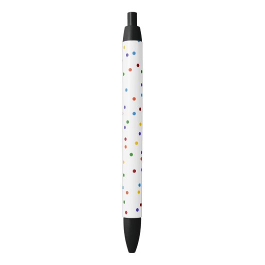 Rainbow Polka Dots Confetti Pattern Zwarte Inkt Pen (Voorkant Verticaal)