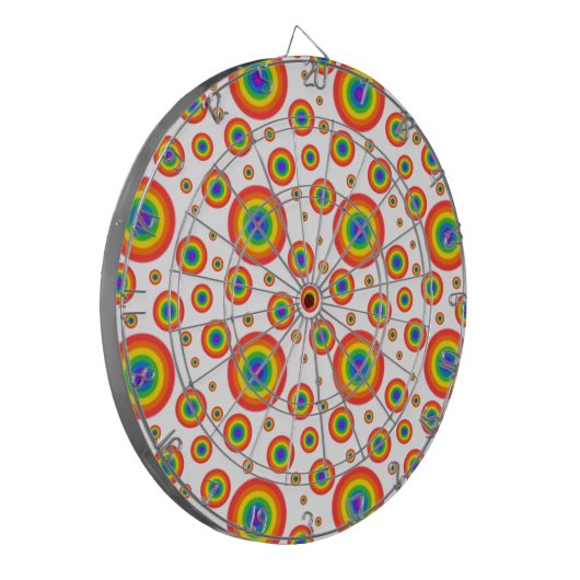Rainbow Polka Dots Dartbord (Voorkant Links)