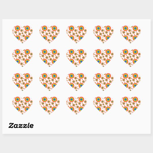 Rainbow Polka Dots Hart Sticker (Vel)