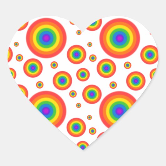 Rainbow Polka Dots Hart Sticker (Voorkant)