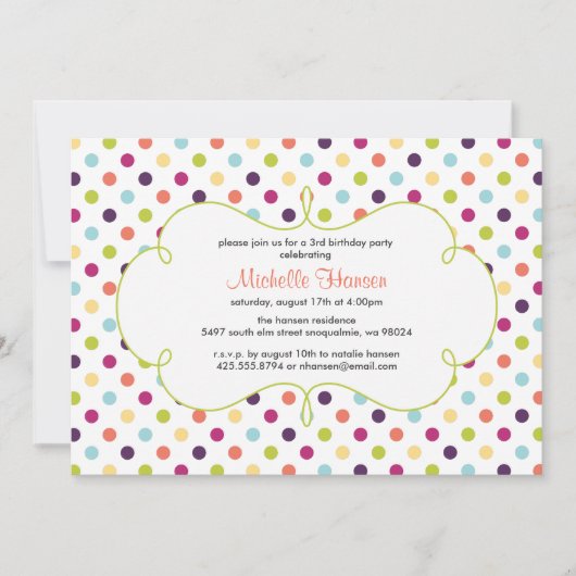Rainbow Polka Dots Invitation Kaart (Voorkant)