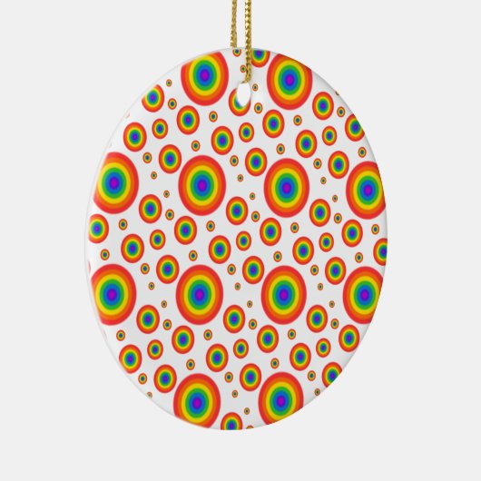 Rainbow Polka Dots Keramisch Ornament (Rechts)