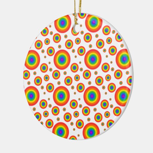Rainbow Polka Dots Keramisch Ornament (Links)