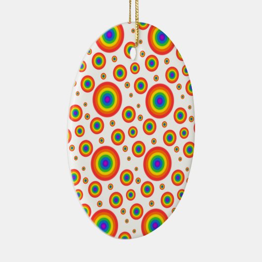 Rainbow Polka Dots Keramisch Ornament (Rechts)