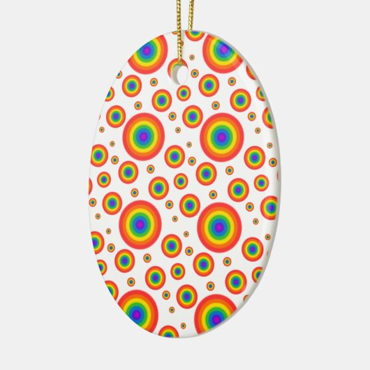 Rainbow Polka Dots Keramisch Ornament (Links)