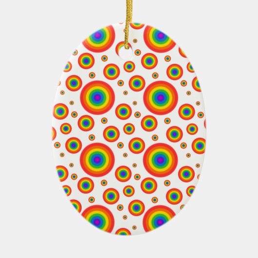 Rainbow Polka Dots Keramisch Ornament (Voorkant)