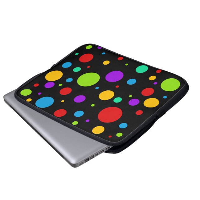 Rainbow Polka Dots Laptop Sleeve (Voorkant onderkant)