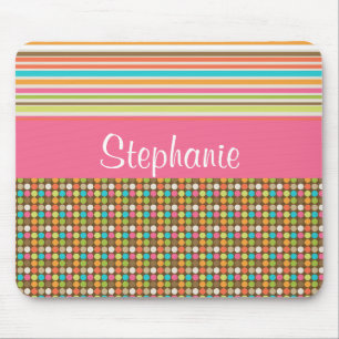 Rainbow Polka Dots Monogram Muismat