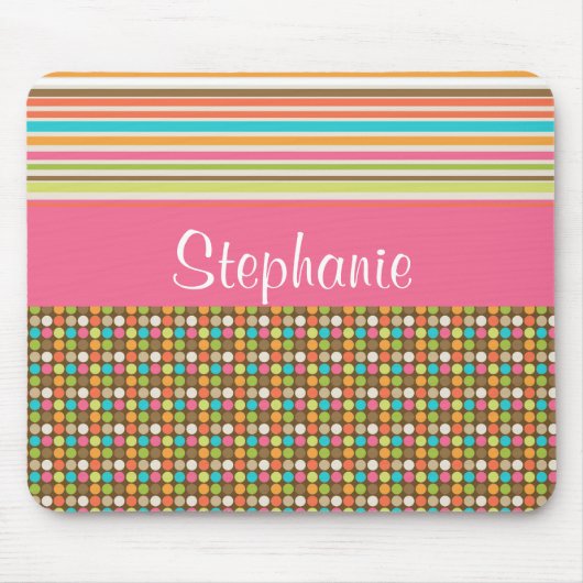 Rainbow Polka Dots Monogram Muismat (Voorkant)