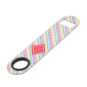 Rainbow Polka Dots Monogram Speed Flessenopener (Voorkant Gekanteld)