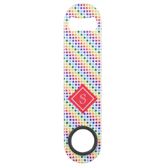 Rainbow Polka Dots Monogram Speed Flessenopener (Voorkant)