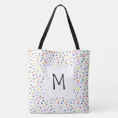 Rainbow Polka Dots Monogram Tote Bag (Achterkant)
