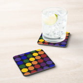 Rainbow Polka Dots on Black Bier Onderzetter (Rechterzijde)