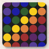 Rainbow Polka Dots on Black Bier Onderzetter (Voorkant)