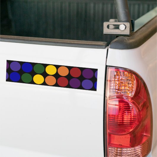 Rainbow Polka Dots on Black Bumpersticker (Op Truck)