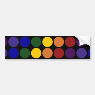 Rainbow Polka Dots on Black Bumpersticker
