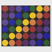 Rainbow Polka Dots on Black Cadeaupapier (Vlak)