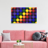 Rainbow Polka Dots on Black Canvas Afdruk (Insitu (Woonkamer))