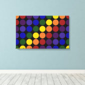Rainbow Polka Dots on Black Canvas Afdruk (Insitu (Houten vloer))
