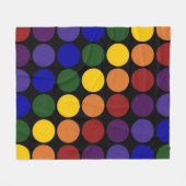 Rainbow Polka Dots on Black Fleece Deken (Voorkant (Horizontaal))