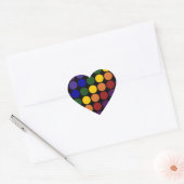 Rainbow Polka Dots on Black Hart Sticker
