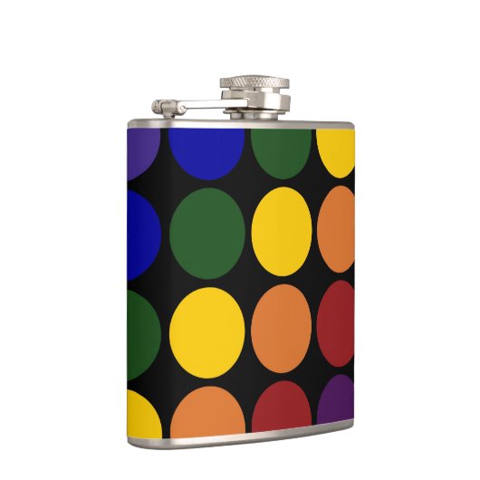 Rainbow Polka Dots on Black Heupfles (Rechts)