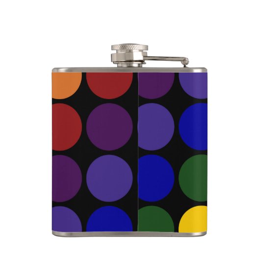 Rainbow Polka Dots on Black Heupfles (Achterkant)