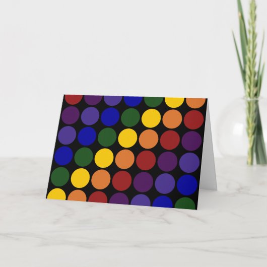 Rainbow Polka Dots on Black Kaart (Voorkant)