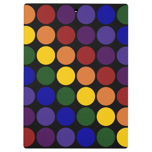 Rainbow Polka Dots on Black Klembord (Achterkant)