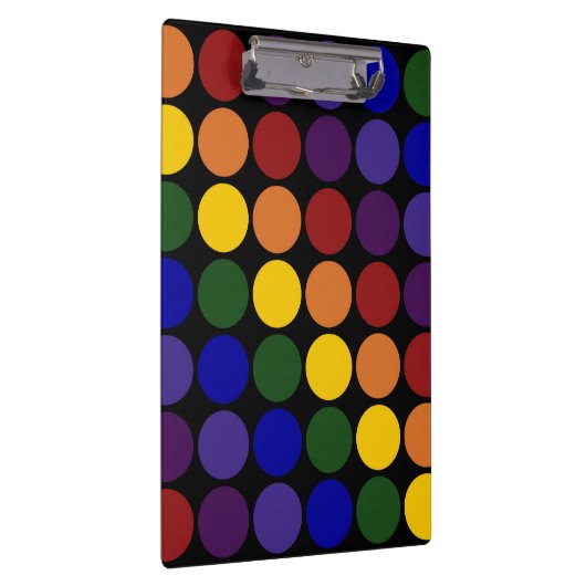 Rainbow Polka Dots on Black Klembord (Rechts)