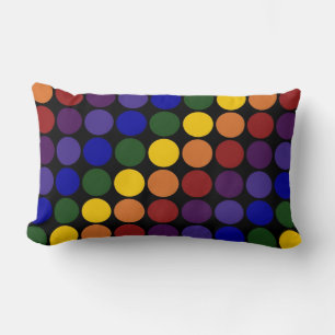 Rainbow Polka Dots on Black Kussen