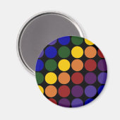 Rainbow Polka Dots on Black Magneet (Voorkant / Achterkant)
