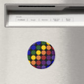 Rainbow Polka Dots on Black Magneet (Insitu (Vaatwasser))