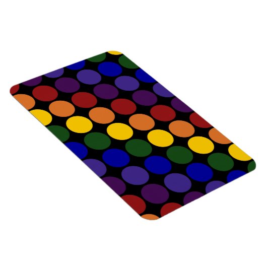 Rainbow Polka Dots on Black Magneet (Rechterzijde)