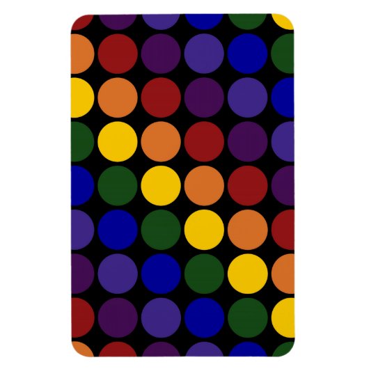 Rainbow Polka Dots on Black Magneet (Verticaal)