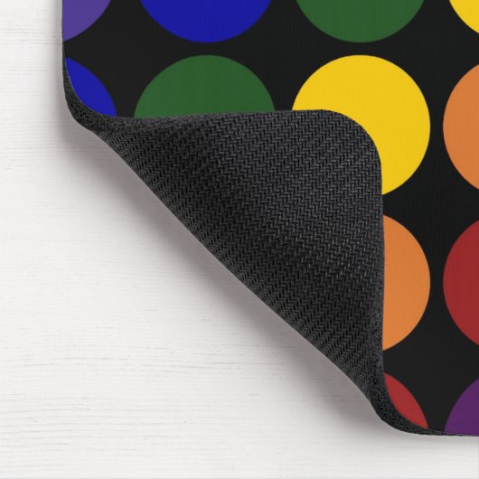 Rainbow Polka Dots on Black Muismat (Hoek)