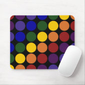 Rainbow Polka Dots on Black Muismat (Met muis)