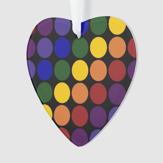 Rainbow Polka Dots on Black Ornament (voorkant)