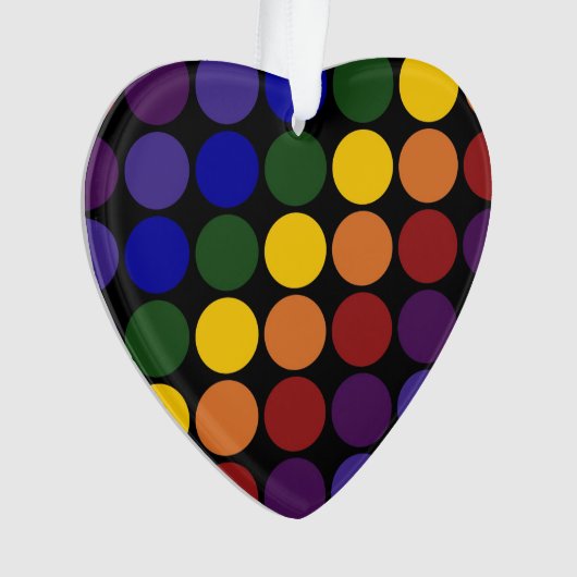 Rainbow Polka Dots on Black Ornament (voorkant)