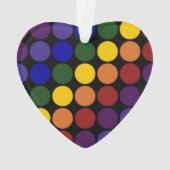 Rainbow Polka Dots on Black Ornament (achterkant)