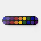 Rainbow Polka Dots on Black Persoonlijk Skateboard (Horizontaal)