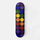 Rainbow Polka Dots on Black Persoonlijk Skateboard (Voorkant)