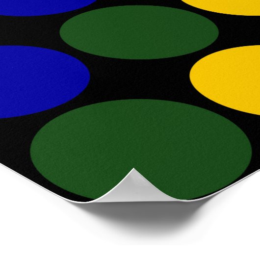 Rainbow Polka Dots on Black Poster (Hoek)