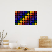 Rainbow Polka Dots on Black Poster (Keuken)