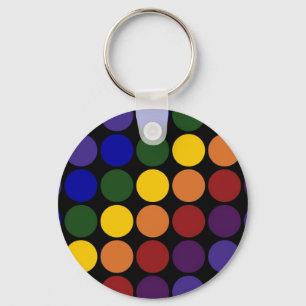 Rainbow Polka Dots on Black Sleutelhanger