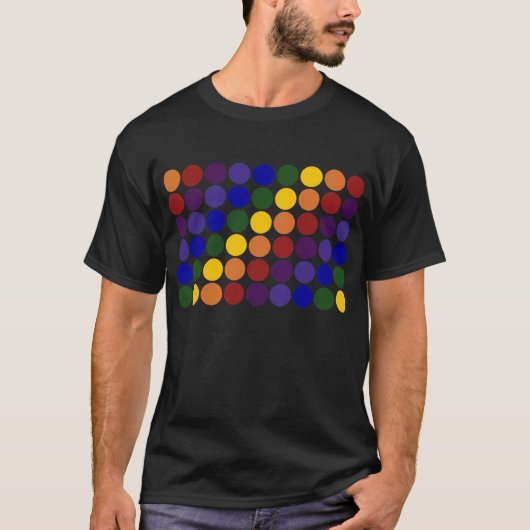 Rainbow Polka Dots on Black T-shirt (Voorkant)