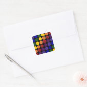 Rainbow Polka Dots on Black Vierkante Sticker (Envelop)