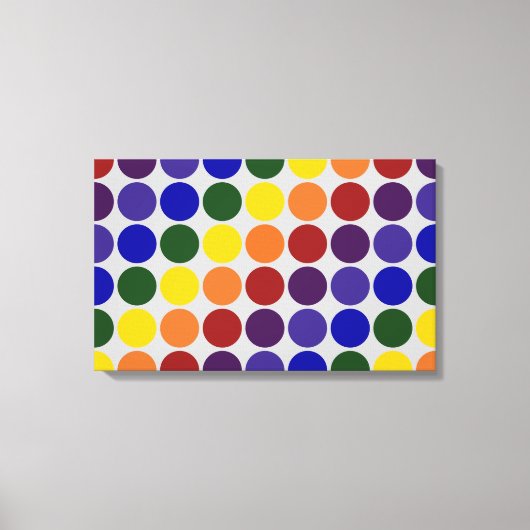 Rainbow Polka Dots on Grey Canvas Afdruk (Voorkant)