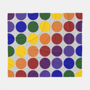Rainbow Polka Dots on Grey Fleece Deken