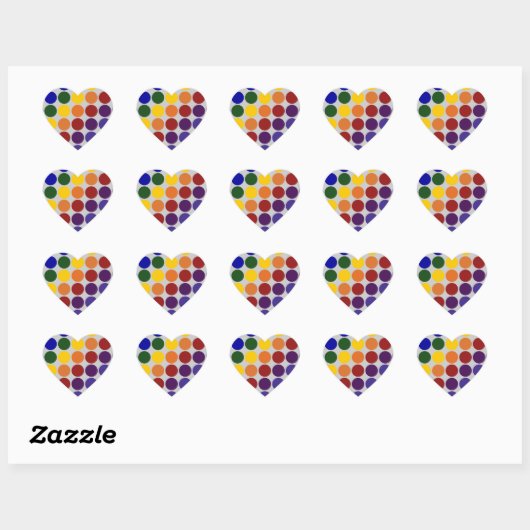 Rainbow Polka Dots on Grey Hart Sticker (Vel)